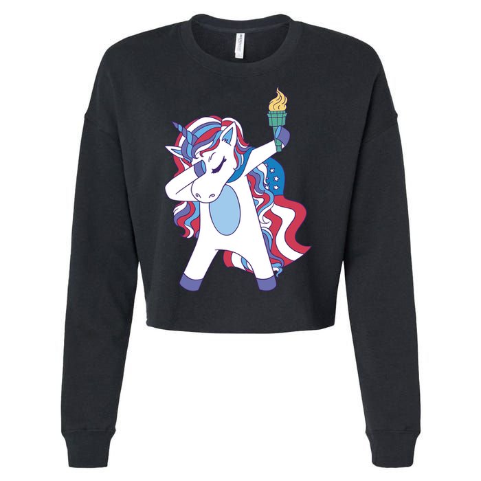 USA Unicorn Dabbing Cropped Pullover Crew