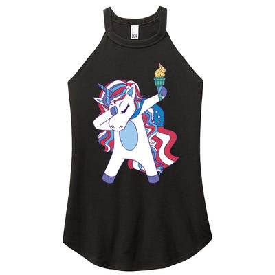 USA Unicorn Dabbing Women's Perfect Tri Rocker Tank