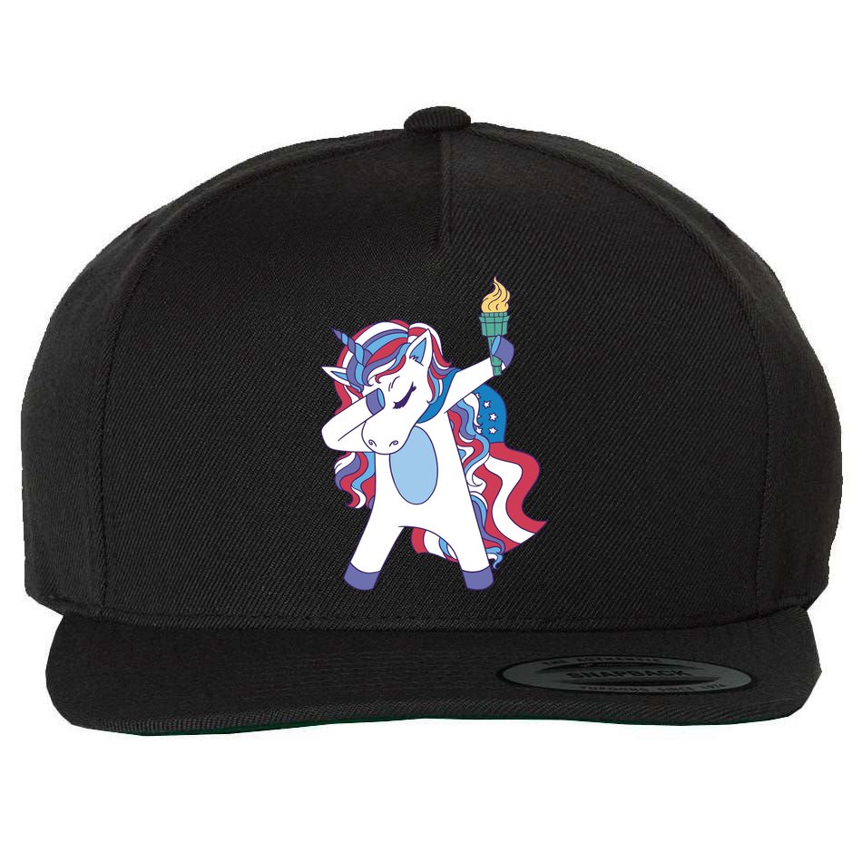 USA Unicorn Dabbing Wool Snapback Cap