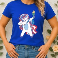 USA Unicorn Dabbing Womens T-Shirt