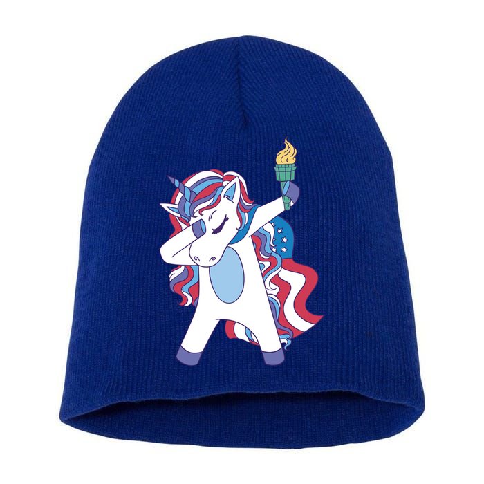 USA Unicorn Dabbing Short Acrylic Beanie