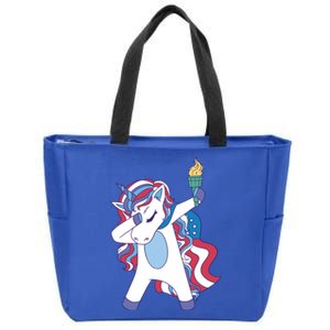 USA Unicorn Dabbing Zip Tote Bag