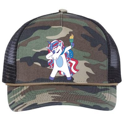 USA Unicorn Dabbing Retro Rope Trucker Hat Cap