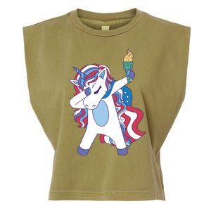 USA Unicorn Dabbing Garment-Dyed Women's Muscle Tee