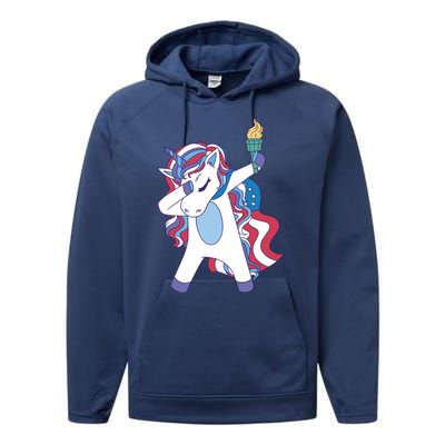 USA Unicorn Dabbing Performance Fleece Hoodie