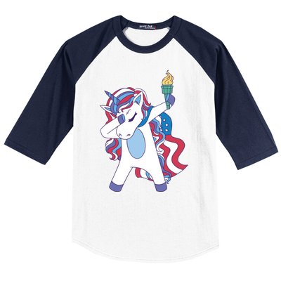 USA Unicorn Dabbing Baseball Sleeve Shirt