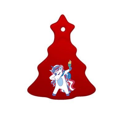 USA Unicorn Dabbing Ceramic Tree Ornament