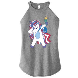 USA Unicorn Dabbing Women's Perfect Tri Rocker Tank