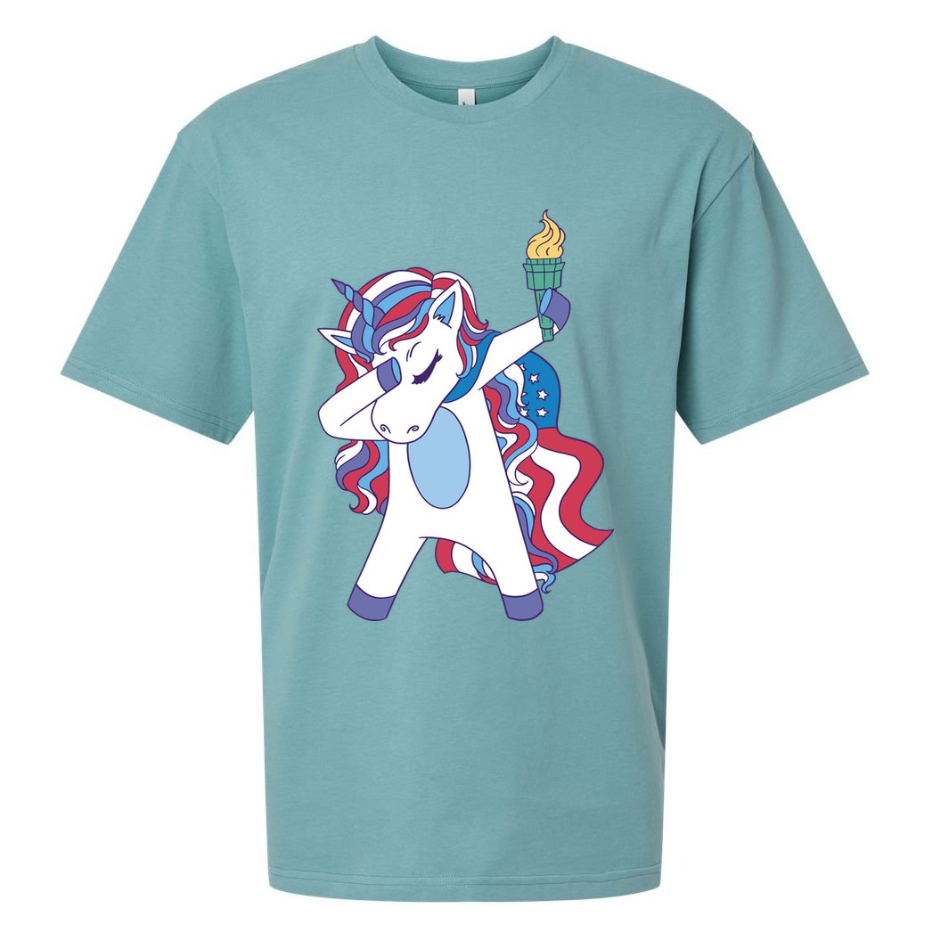 USA Unicorn Dabbing Sueded Cloud Jersey T-Shirt