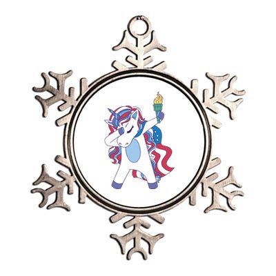 USA Unicorn Dabbing Metallic Star Ornament