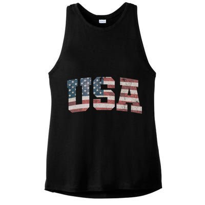 Usa Us Flag Patriotic 4th Of July America Gift Ladies PosiCharge Tri-Blend Wicking Tank