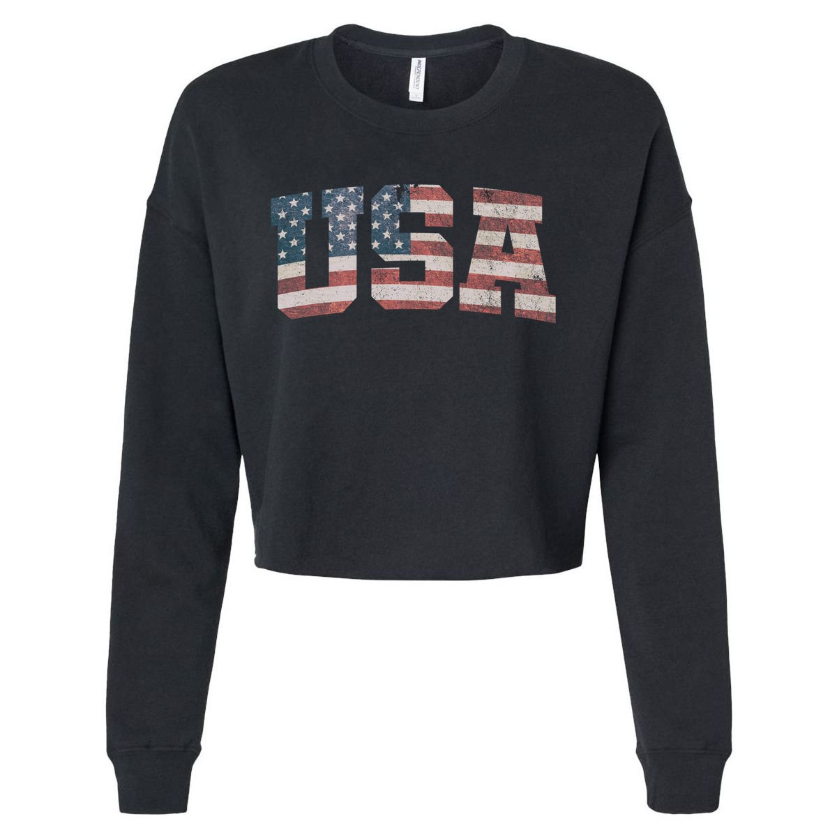 Usa Us Flag Patriotic 4th Of July America Gift Cropped Pullover Crew