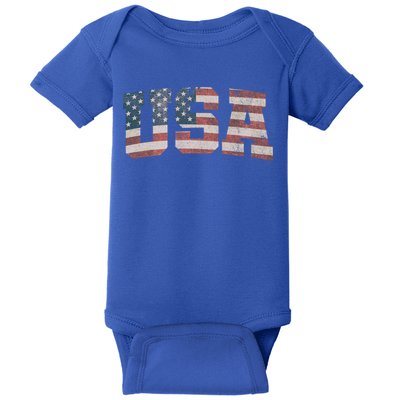 Usa Us Flag Patriotic 4th Of July America Gift Baby Bodysuit