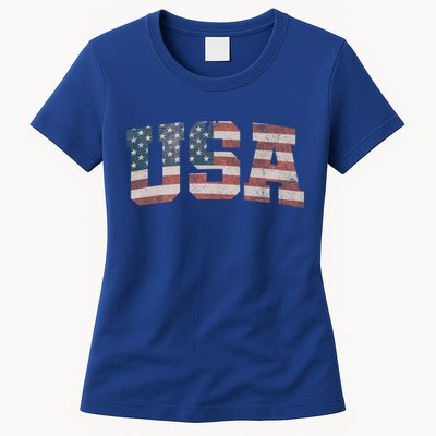 Usa Us Flag Patriotic 4th Of July America Gift Womens T-Shirt