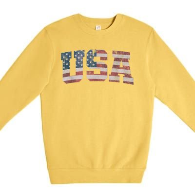 Usa Us Flag Patriotic 4th Of July America Premium Crewneck Sweatshirt