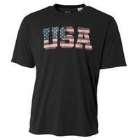 Usa Us Flag Patriotic 4th Of July America Cooling Performance Crew T-Shirt