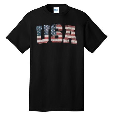 Usa Us Flag Patriotic 4th Of July America Tall T-Shirt