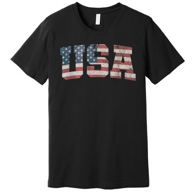 Usa Us Flag Patriotic 4th Of July America Premium T-Shirt