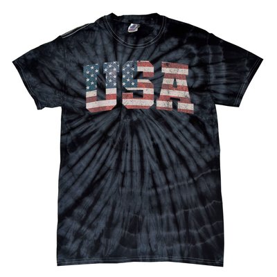 Usa Us Flag Patriotic 4th Of July America Tie-Dye T-Shirt