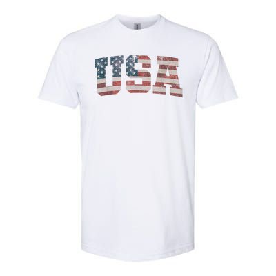 Usa Us Flag Patriotic 4th Of July America Softstyle CVC T-Shirt