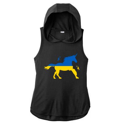 Unicorn Ukraine Flag I Stand With Ukraine Support Ukraine Gift Ladies PosiCharge Tri-Blend Wicking Draft Hoodie Tank