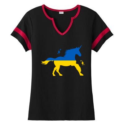 Unicorn Ukraine Flag I Stand With Ukraine Support Ukraine Gift Ladies Halftime Notch Neck Tee