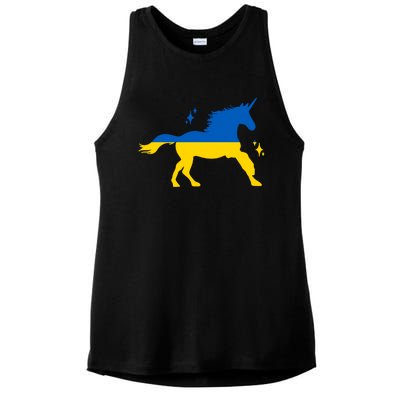 Unicorn Ukraine Flag I Stand With Ukraine Support Ukraine Gift Ladies PosiCharge Tri-Blend Wicking Tank