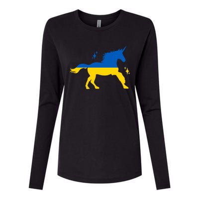 Unicorn Ukraine Flag I Stand With Ukraine Support Ukraine Gift Womens Cotton Relaxed Long Sleeve T-Shirt