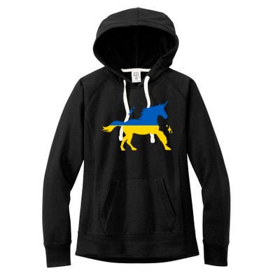 Unicorn Ukraine Flag I Stand With Ukraine Support Ukraine Gift Women's Fleece Hoodie