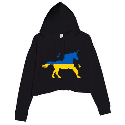 Unicorn Ukraine Flag I Stand With Ukraine Support Ukraine Gift Crop Fleece Hoodie