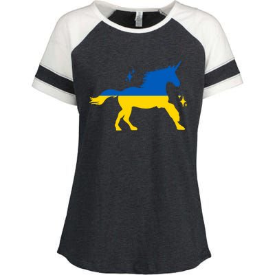 Unicorn Ukraine Flag I Stand With Ukraine Support Ukraine Gift Enza Ladies Jersey Colorblock Tee