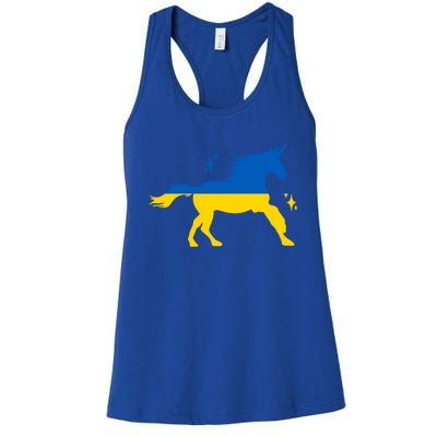 Unicorn Ukraine Flag I Stand With Ukraine Support Ukraine Gift Women's Racerback Tank