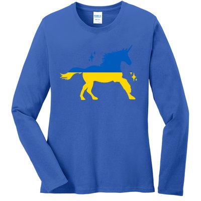 Unicorn Ukraine Flag I Stand With Ukraine Support Ukraine Gift Ladies Long Sleeve Shirt