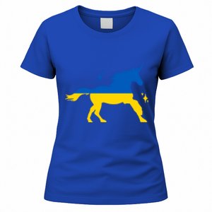 Unicorn Ukraine Flag I Stand With Ukraine Support Ukraine Gift Women's T-Shirt