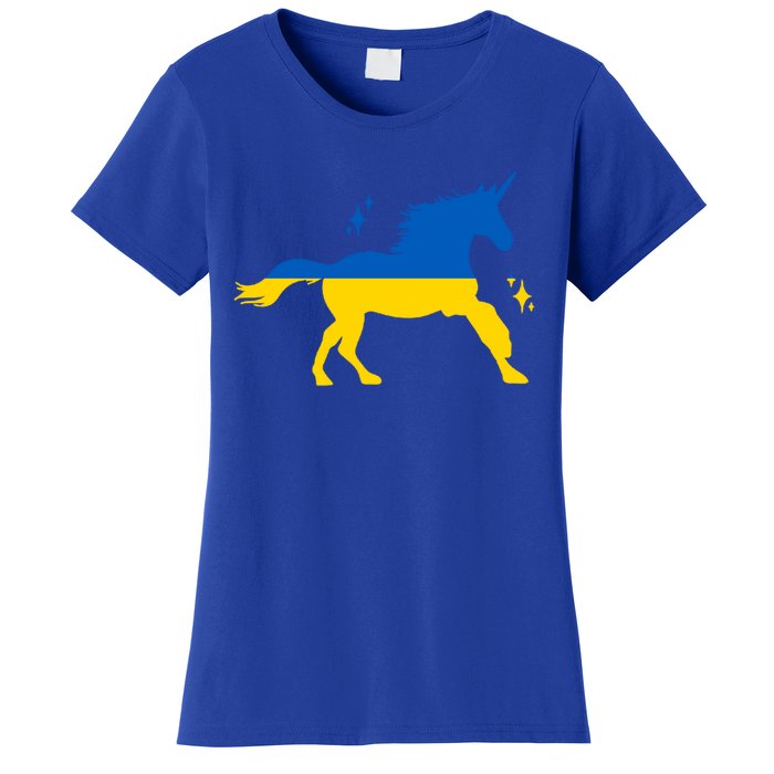 Unicorn Ukraine Flag I Stand With Ukraine Support Ukraine Gift Women's T-Shirt