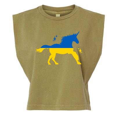 Unicorn Ukraine Flag I Stand With Ukraine Support Ukraine Gift Garment-Dyed Women's Muscle Tee