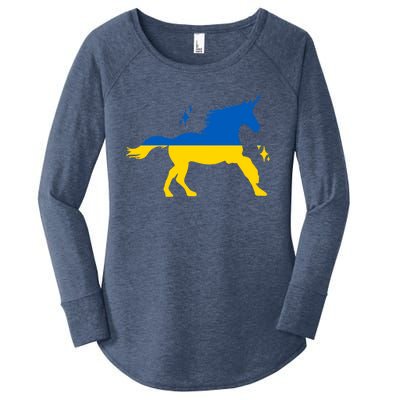 Unicorn Ukraine Flag I Stand With Ukraine Support Ukraine Gift Women's Perfect Tri Tunic Long Sleeve Shirt