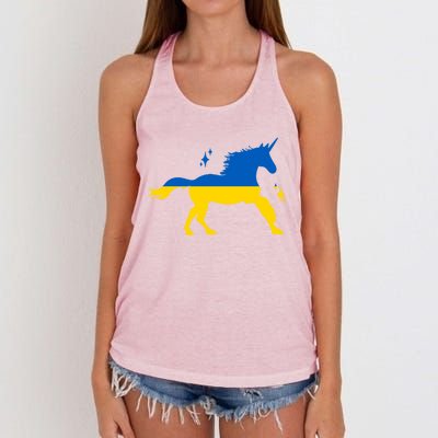 Unicorn Ukraine Flag I Stand With Ukraine Support Ukraine Gift Women's Knotted Racerback Tank