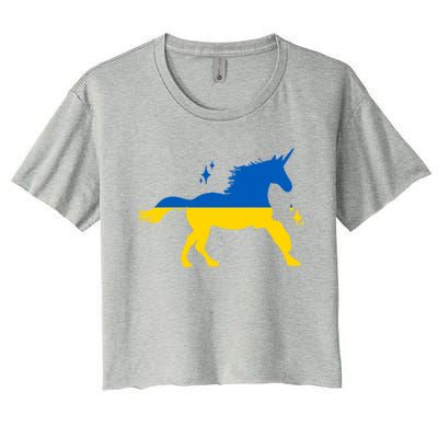 Unicorn Ukraine Flag I Stand With Ukraine Support Ukraine Gift Women's Crop Top Tee