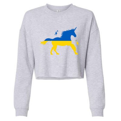 Unicorn Ukraine Flag I Stand With Ukraine Support Ukraine Gift Cropped Pullover Crew