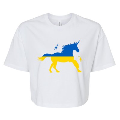 Unicorn Ukraine Flag I Stand With Ukraine Support Ukraine Gift Bella+Canvas Jersey Crop Tee