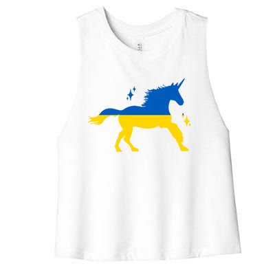 Unicorn Ukraine Flag I Stand With Ukraine Support Ukraine Gift Women's Racerback Cropped Tank