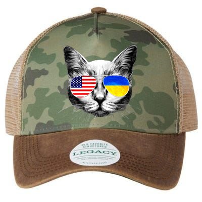 USA Ukraine Flags Sunglasses Cat Legacy Tie Dye Trucker Hat