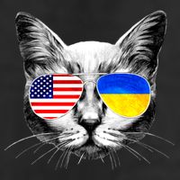 USA Ukraine Flags Sunglasses Cat 11oz C Handle Ceramic Mug