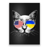 USA Ukraine Flags Sunglasses Cat Poster