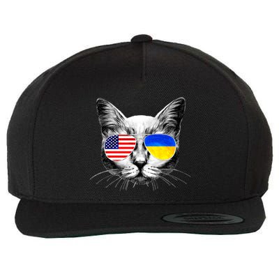 USA Ukraine Flags Sunglasses Cat Wool Snapback Cap