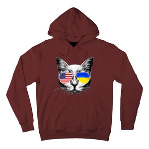 USA Ukraine Flags Sunglasses Cat Hoodie