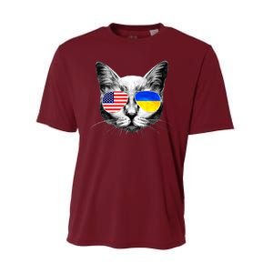 USA Ukraine Flags Sunglasses Cat Performance Sprint T-Shirt