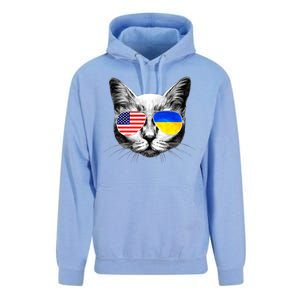 USA Ukraine Flags Sunglasses Cat Unisex Surf Hoodie