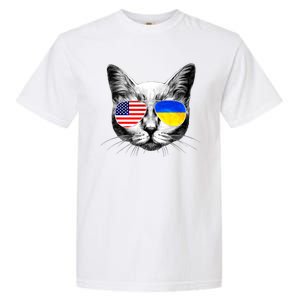 USA Ukraine Flags Sunglasses Cat Garment-Dyed Heavyweight T-Shirt